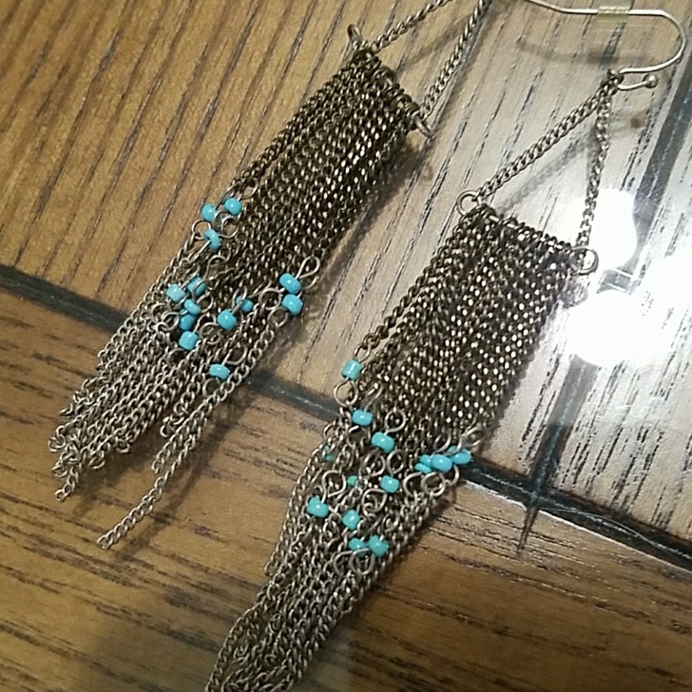 Francesca's Silver & Brass Chain Earrings